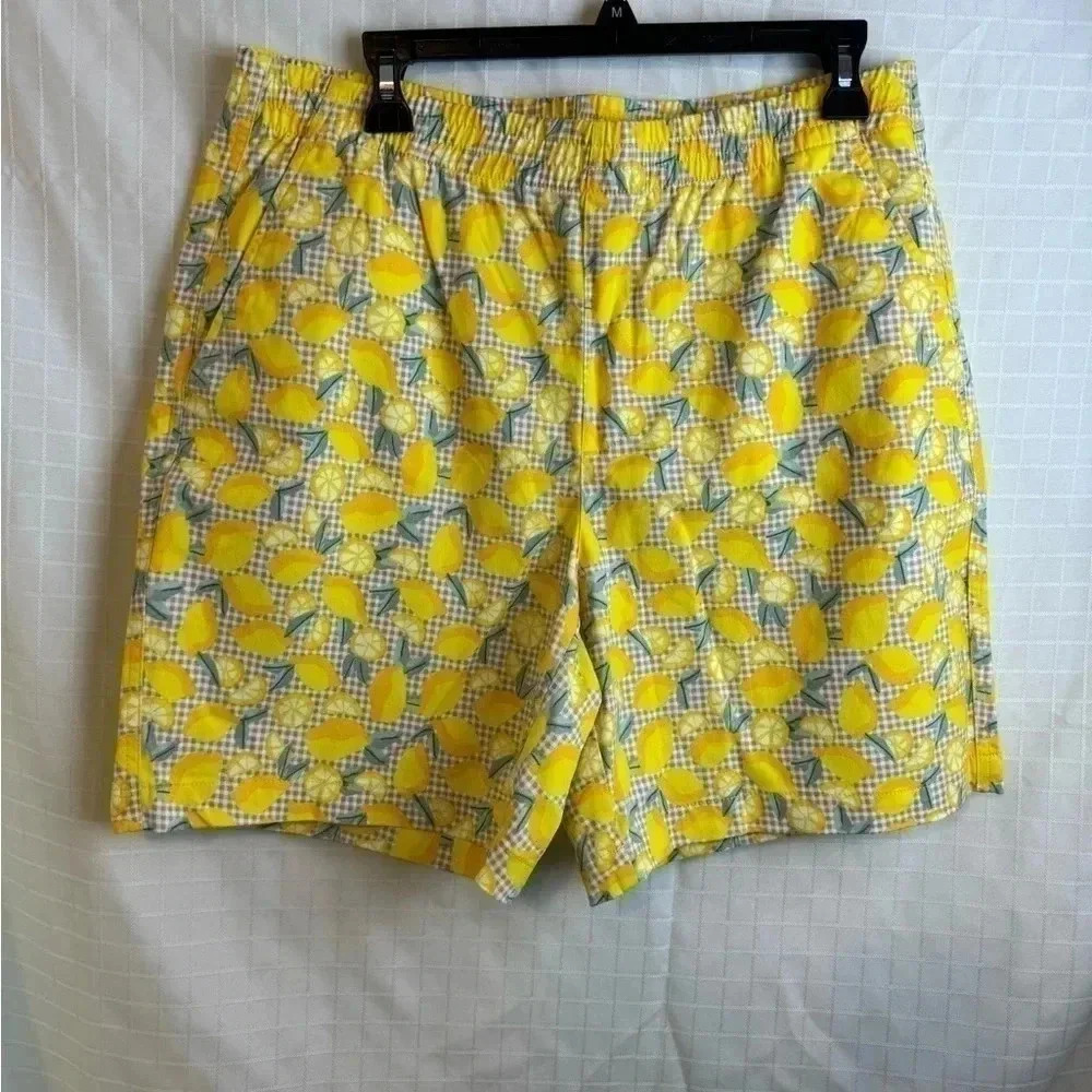 LANDS' END Women's Size 14 Yellow Lemon Walking Shorts Mid Rise Cotton
